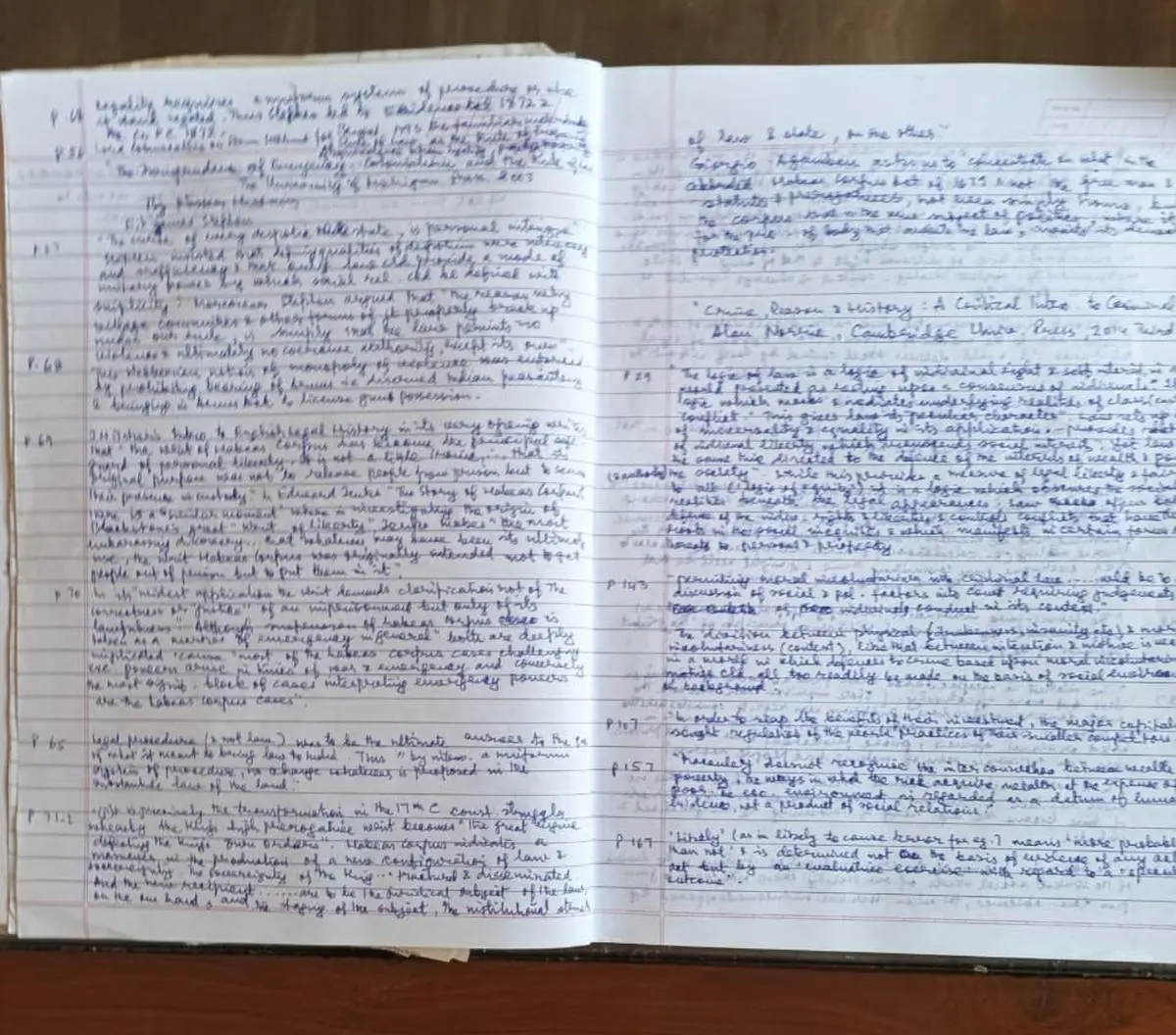 Inside pages of Gautam’s diary filled with entries of books etc, read inside prison. 